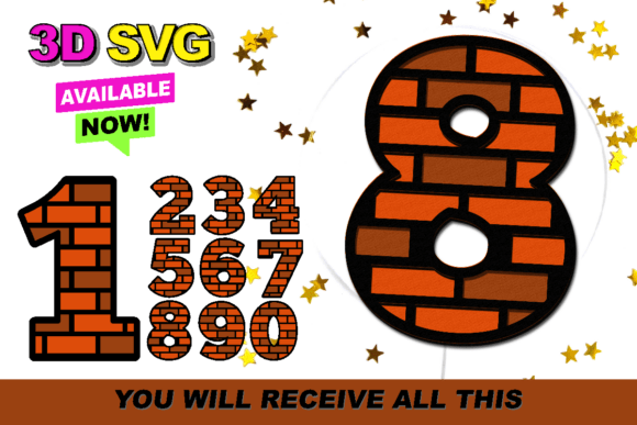 Brick Texture Numbers 3D SVG for Crafters & Etsy Sellers