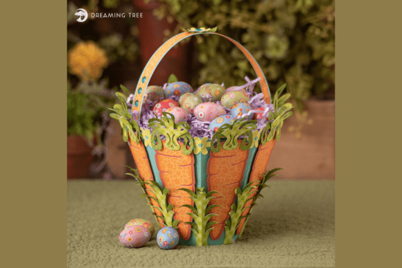Carrot Basket 3D SVG for Easter: A Fresh Editorial Design Asset