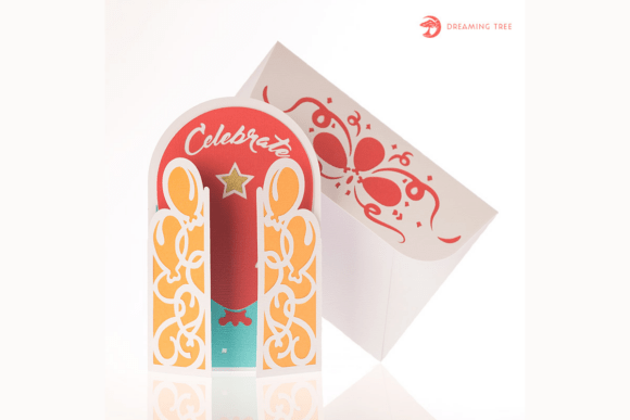 Celebrate Gatefold Card SVG: 3D Greeting Cards for Festive Digital Selling