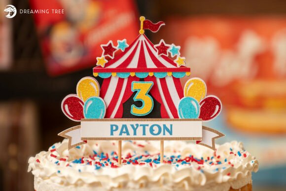 Circus Cake Topper: A 3D SVG Burst of Joy for Birthday Designs