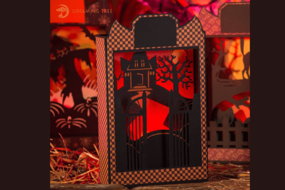 h1Haunted House Paperscape Box Card 3D SVG for Halloween Craftingh1