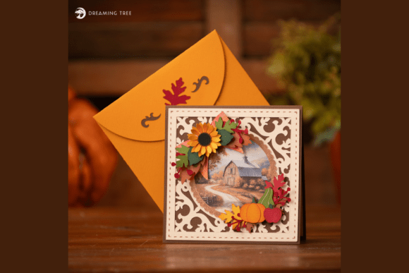 Harvest Greetings Card SVG: A 3D Fall Design for Seasonal Branding