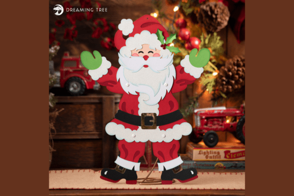 Jolly Jointed Santa SVG: A 3D Christmas Design for Playful Editorial Branding