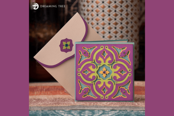 Moroccan Tile Greeting Card SVG: 3D Design for Bold Pop-Up Cards