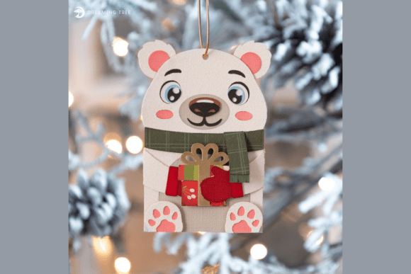 Polar Bear Gift Card Ornament SVG Brings Christmas Cheer with 3D Charm