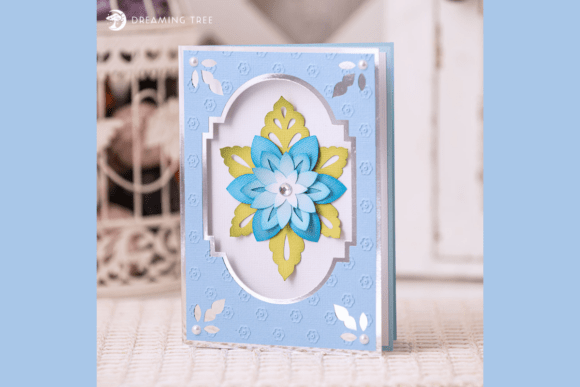 Sky Fantasy Flower Card SVG: Elegant 3D Pop-Up Design for Greeting Cards