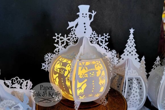 Snowman Lantern 3D Lightbox: A Winter 3D SVG That Brings Charm to Seasonal Branding